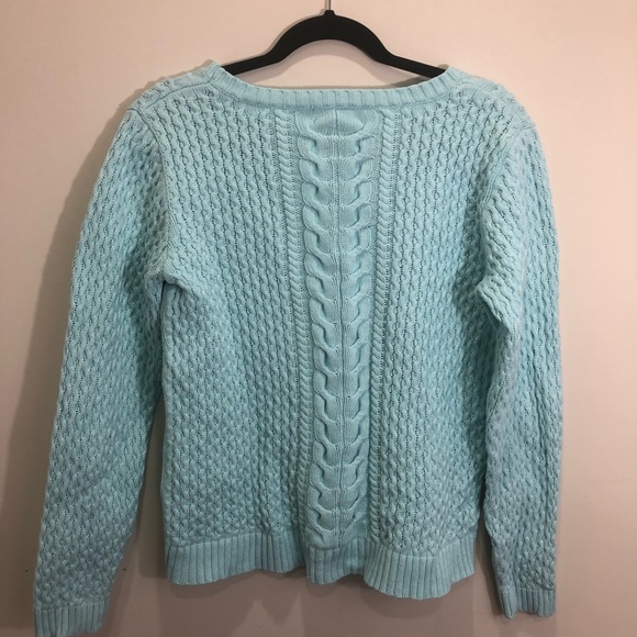 3/$25 Lands End Cable Knit Sweater Petite Medium - Picture 6 of 7